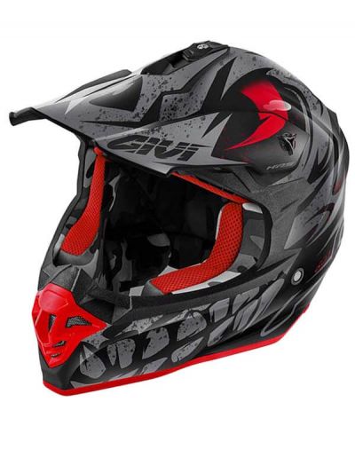Čelada Kros GIVI 601 GLOOM črna-titan-rdeča
